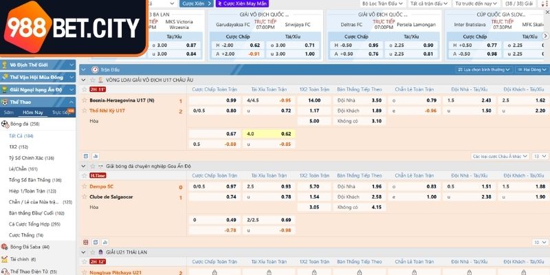 Thống kê hỗ trợ Saba sport 988Bet