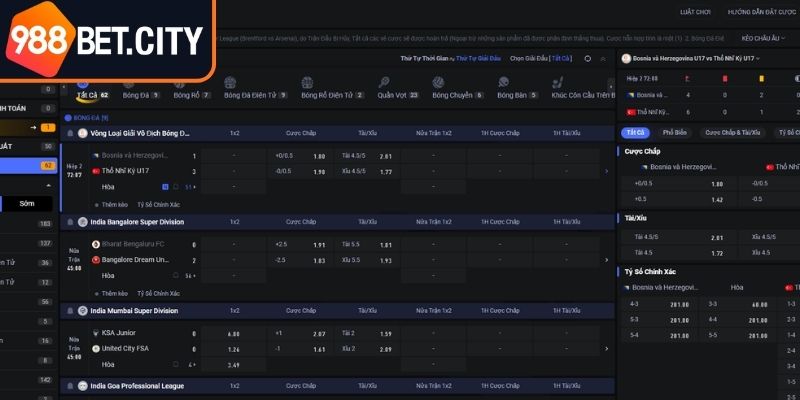 Trải nghiệm cá cược thể thao tại sảnh FB 988Bet
